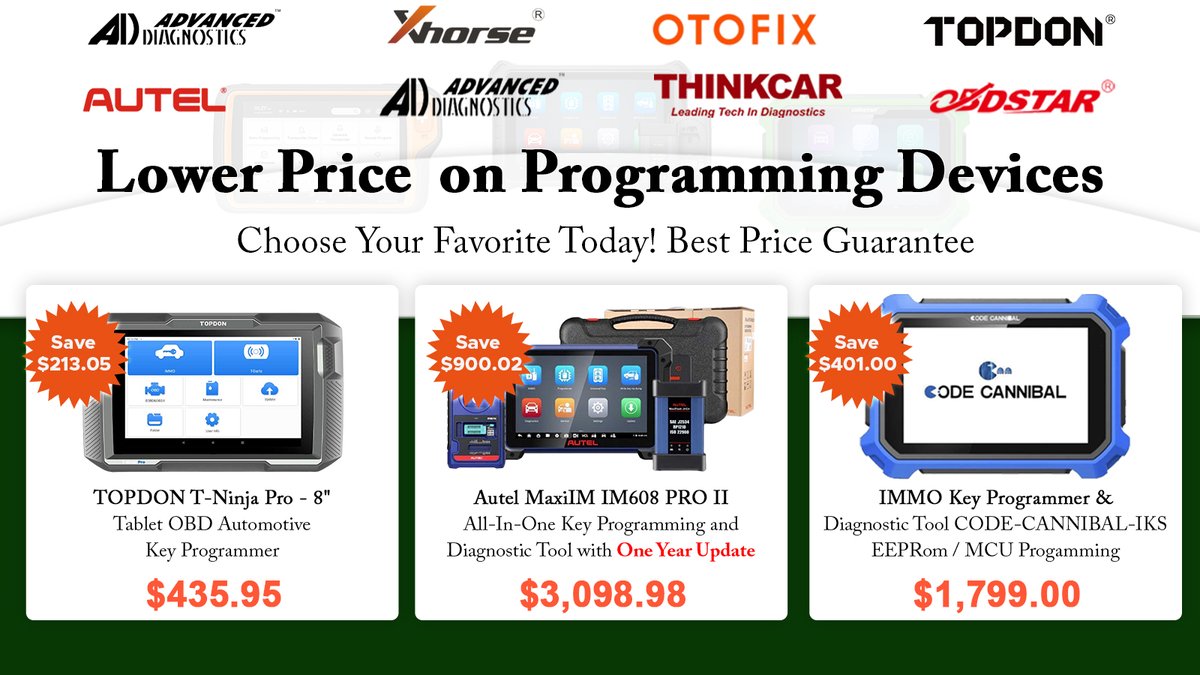 LksmithKeyless's tweet image. Limited-time sale on all best sellers 
locksmithkeyless.com/collections/de…
#LockPicksDecoders #KeyFobs #UniversalRemotes #TransponderKeys
#RemoteKeyShells #EmergencyKeys #Programmers #KeyMachines #MachineBundles #Accessories
#TransponderChips #LocksmithTools #ResidentialCommercialLocks