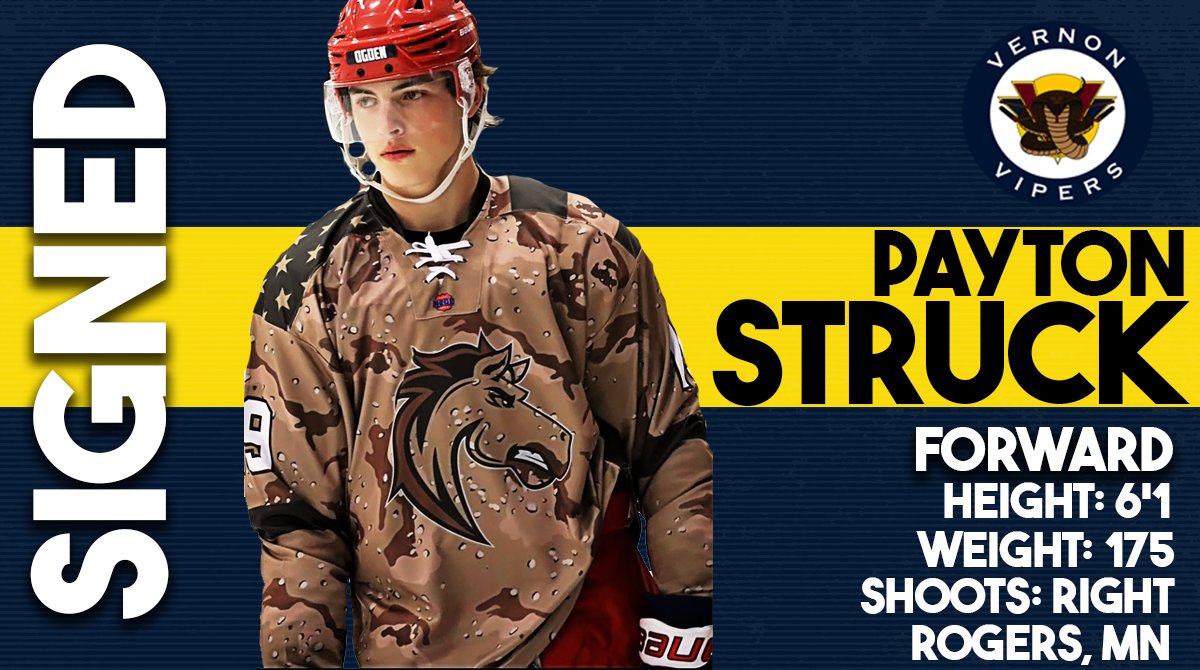 The Vernon Vipers are pleased to announce the signing of forward Payton Struck.

vernonvipers.com/vipers-sign-pa…

Struck will be joining the Vipers for two big road matchups in Merritt and Salmon Arm.