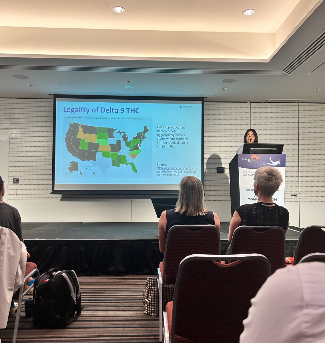 Tianze Sun 孙天则 (@tianzesun) on Twitter photo <a href="/Cwernlim/">Carmen Lim</a> presents at the last day of #APSAD23 revealing a significant amount of marketing, misleading labels as hemp and targeting of minors of Delta-8 THC online, even in states where Delta-9 is illegal <a href="/Cwernlim/">Carmen Lim</a> presents at the last day of #APSAD23 revealing a significant amount of marketing, misleading labels as hemp and targeting of minors of Delta-8 THC online, even in states where Delta-9 is illegal