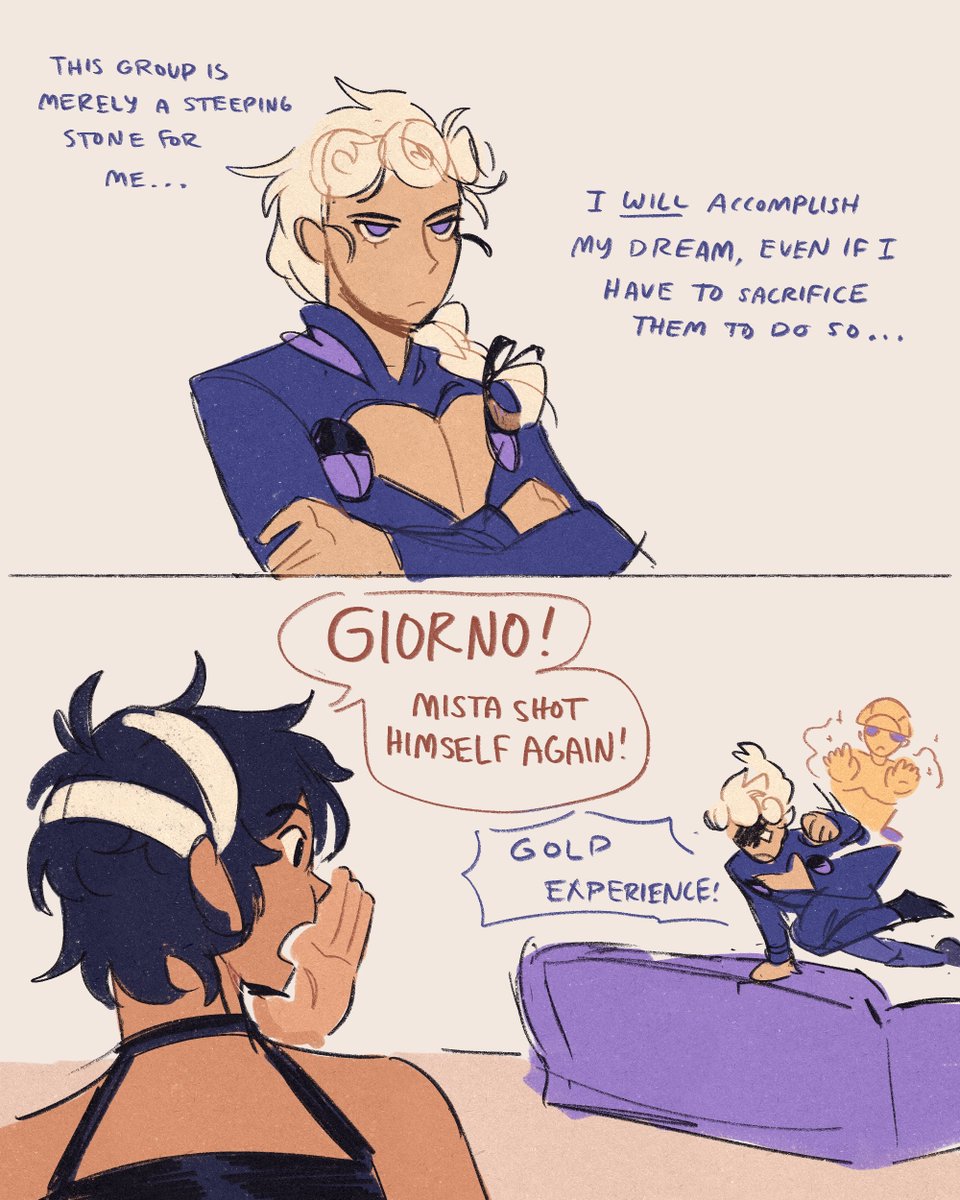 giorno being evil but in a very fifteen year old way 