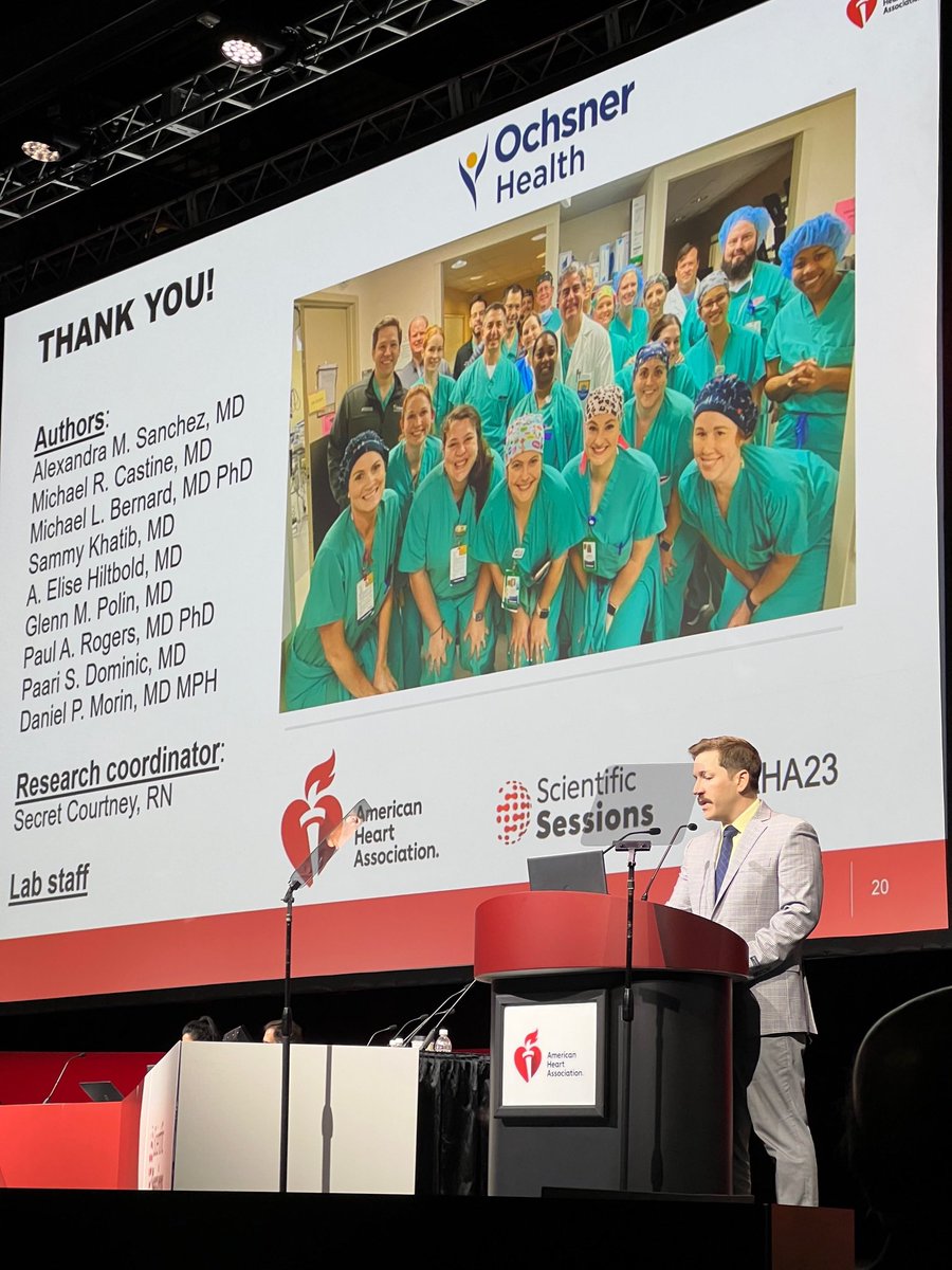We are extremely proud of our former Cardiology fellow and current EP fellow for presenting late breaking science at the biggest national stage! Go Josh. Strong work from you and your mentor @DanielPMorin #AHA2023 #latebreaking #cardiotwitter #cardionerds #mustache #Movember
