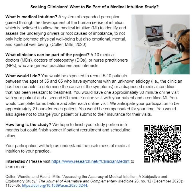 Seeking Clinicians! Want to Be Part of a Medical Intuition Study?
Interested? Please visit buff.ly/3MKyBAu to learn more.