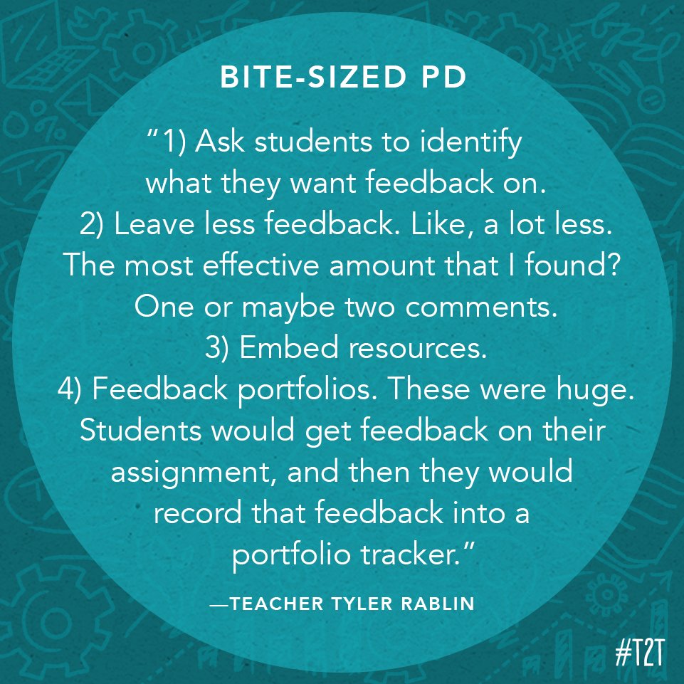 "Four things I changed about how I leave feedback that had a significant impact on whether or not students used it to improve."

(Inspiration via educator <a href="/Mr_Rablin/">Tyler Rablin</a>) #AlwaysLearning