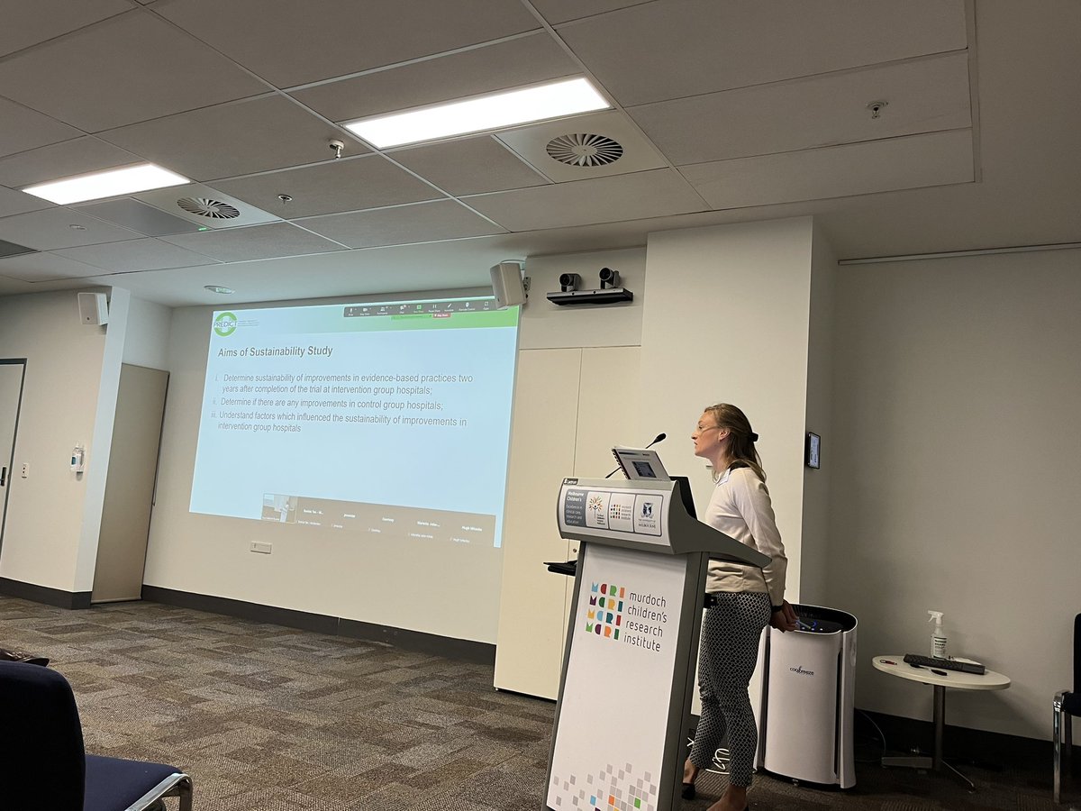 Tory Ramsden presenting on sustainability of interventions to improve care for bronchiolitis