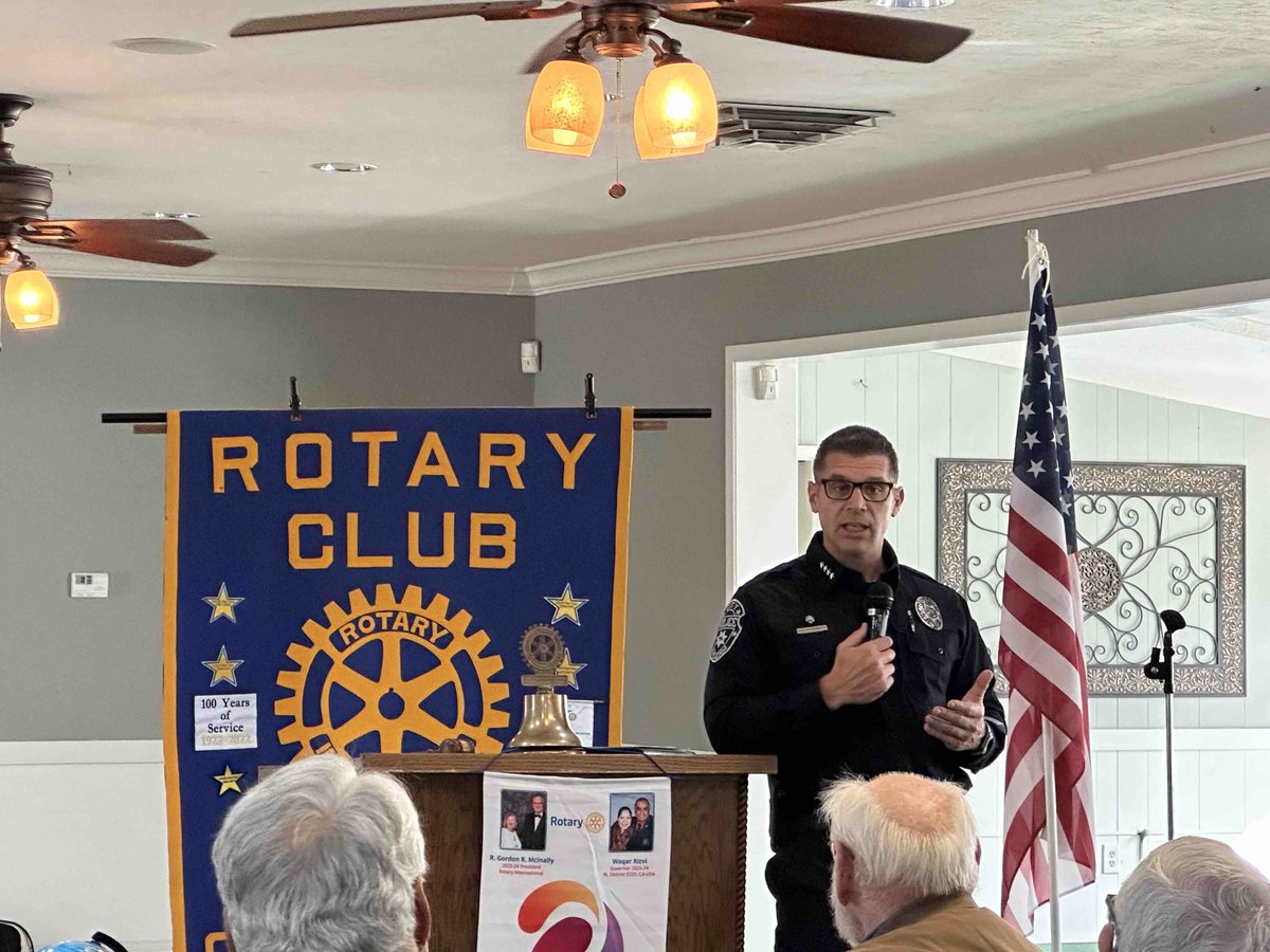 SheriffPogue's tweet photo. Encouraging insights from Chief Chiaramonte of the Madera PD at the Madera Noontime Rotary meeting. It’s great to see our law enforcement agencies aligning on community safety and service. #UnityInService #MaderaProud #LawEnforcementCollaboration https://t.co/BGsexyfoL2