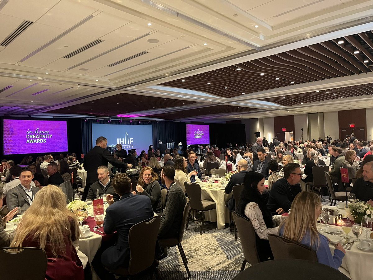 Who will walk away with the most bling? As attendees enjoy dinner, excitement mounts! Thanks to longtime IHAF member @EKCS for sponsoring this year’s awards show. #IHAFAwards #IHAFConference #inhouseagency