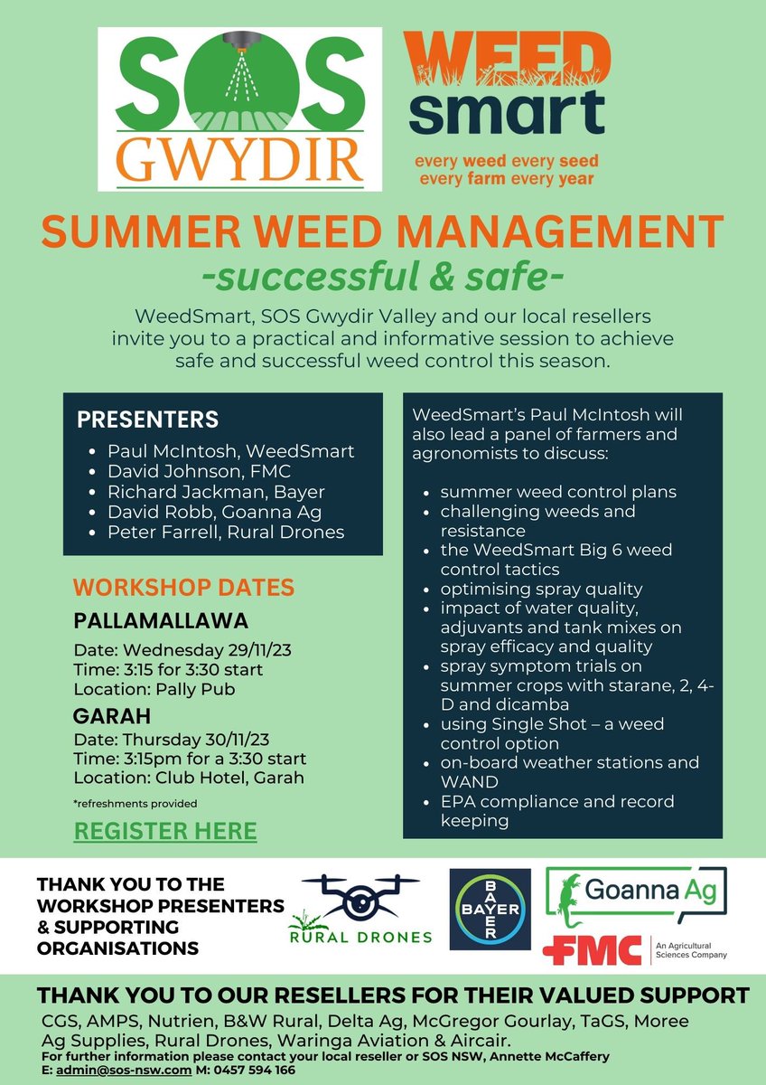 Summer weed management sessions in Pallamallawa and Garah.
