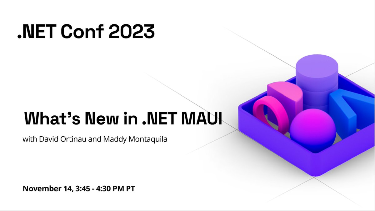 .NET Conf 2023 Session Streaming LIVE now...

📣 What’s New in .NET MAUI

Join us live. 👉 msft.it/60129C5K8 👈 
Follow the news. ➡️ #dotNETConf ⬅️