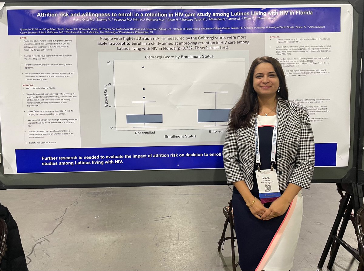 Vinita Sharma (@vsharmareina) on Twitter photo Presented our work at #APHA2023 today. The initial results from <a href="/MiguelReinaOrt1/">Miguel Reina Ortiz</a> HIV project is quite promising :) <a href="/BoiseStateSPPH/">Boise State School of Public and Population Health</a> Presented our work at #APHA2023 today. The initial results from <a href="/MiguelReinaOrt1/">Miguel Reina Ortiz</a> HIV project is quite promising :) <a href="/BoiseStateSPPH/">Boise State School of Public and Population Health</a>