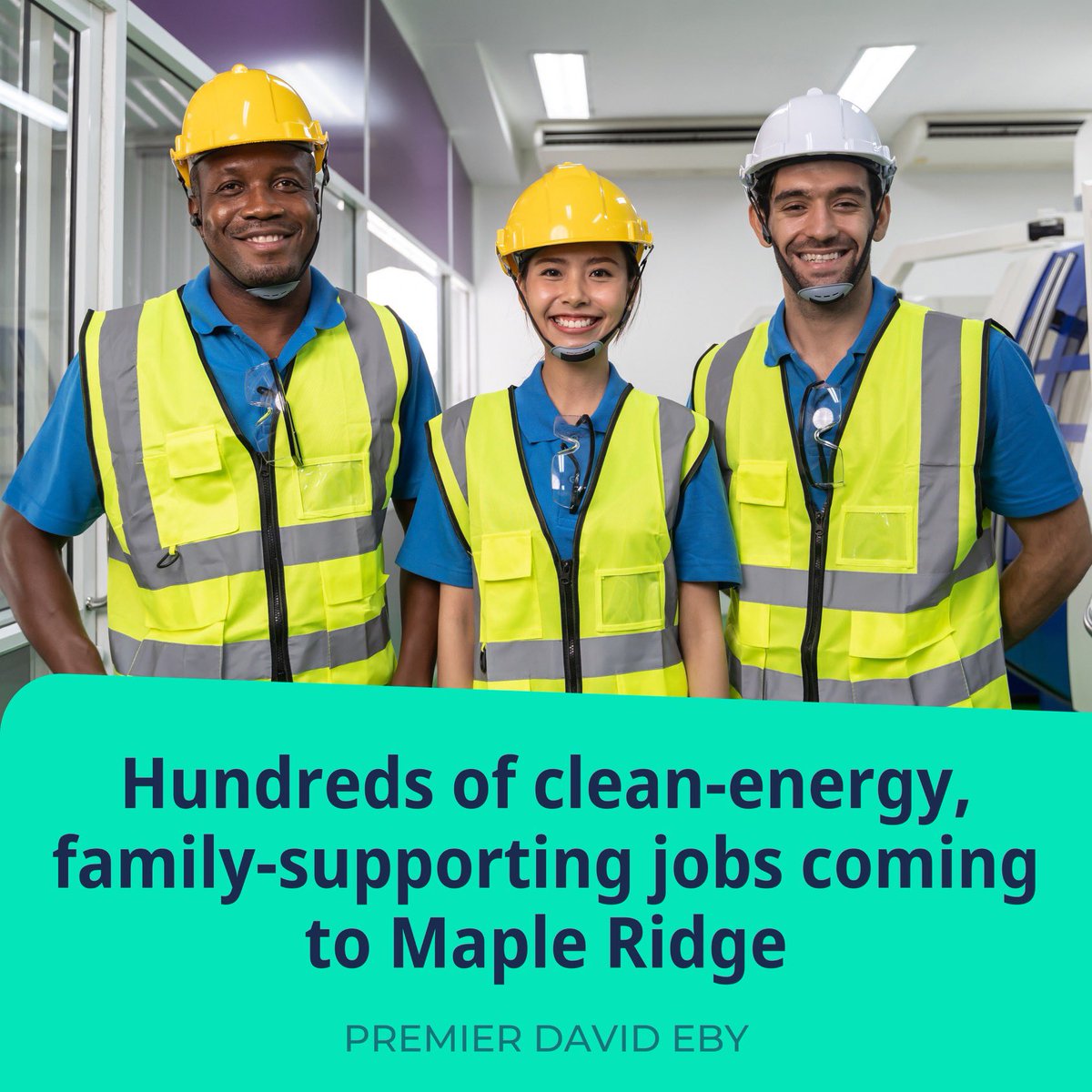Very excited to announce we are partnering with the federal government and E-One Moli Energy to create good-paying, clean energy jobs that support 450 families. The Maple Ridge business will build an advanced battery factory that capitalizes on BC’s leadership in clean energy.