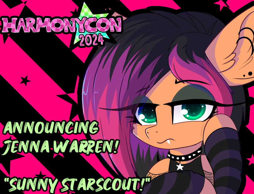 ⭐️THIS FEBRUARY - JENNA WARREN IS ON THE SCENE!⭐️

Get ready folks - our Scene party is about to get bright &amp; ☀️Sunny!☀️

Introducing our 1st #HarmonyCon2024 Guest Of Honor, and the voice of Sunny Starscout herself, <a href="/_jennawarren/">Jenna Warren</a>! ✨✨✨

(Art: <a href="/WindyKirin/">Windshear</a>!)