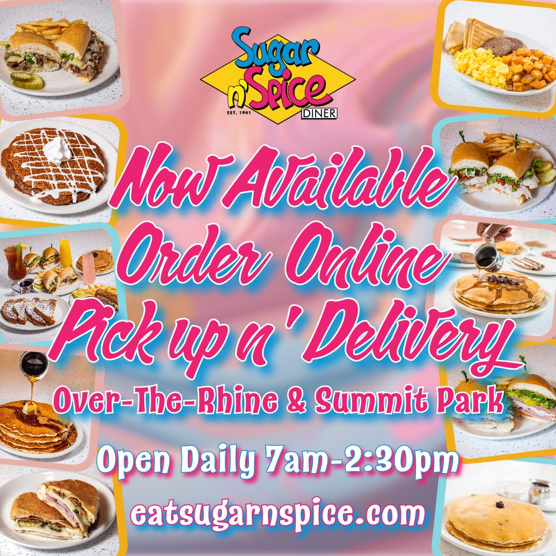 EatSugarNSpice's tweet photo. Exciting news! 
Delivery is now available! 
No need to step out, just sit back, relax, and let the deliciousness come to you🥞🍳🥓🚚 
#eatsugarnspice #OTR #BlueAsh #snsducks #DeliveryService https://t.co/HLB6Ot6soN