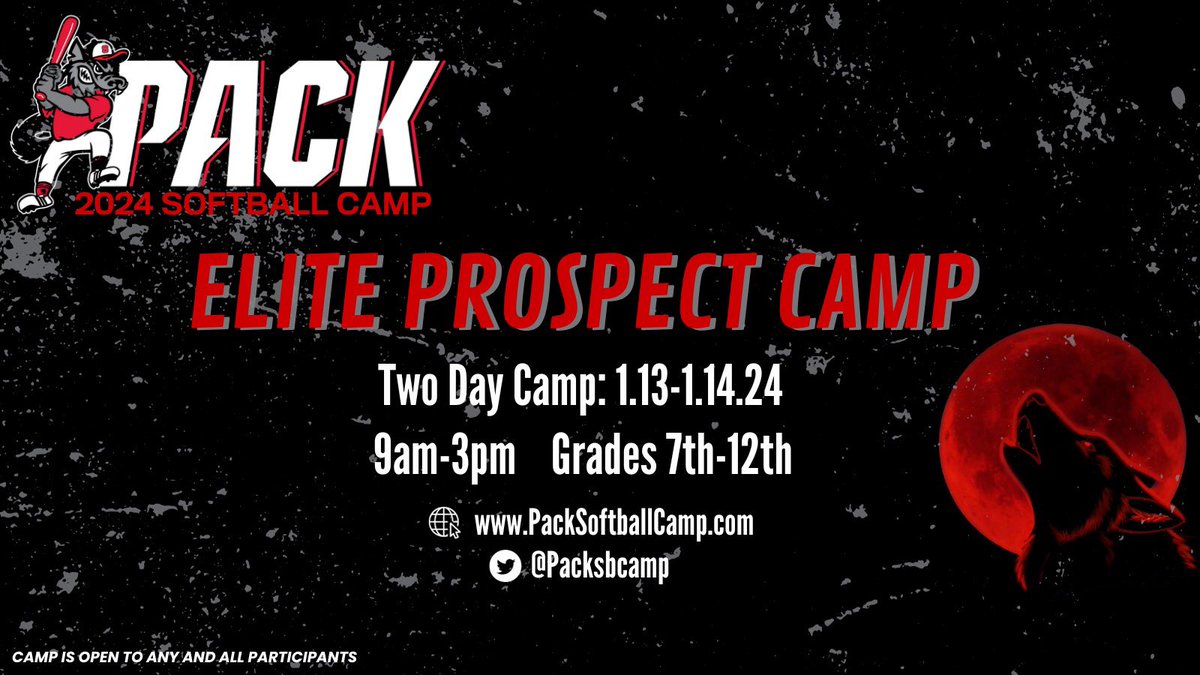 Winter Elite Camp drop!! Spots will go fast ➡️ head over to packsoftballcamp.com to register. See you in Raleigh soon! 🐺🚨 #JoinThePack