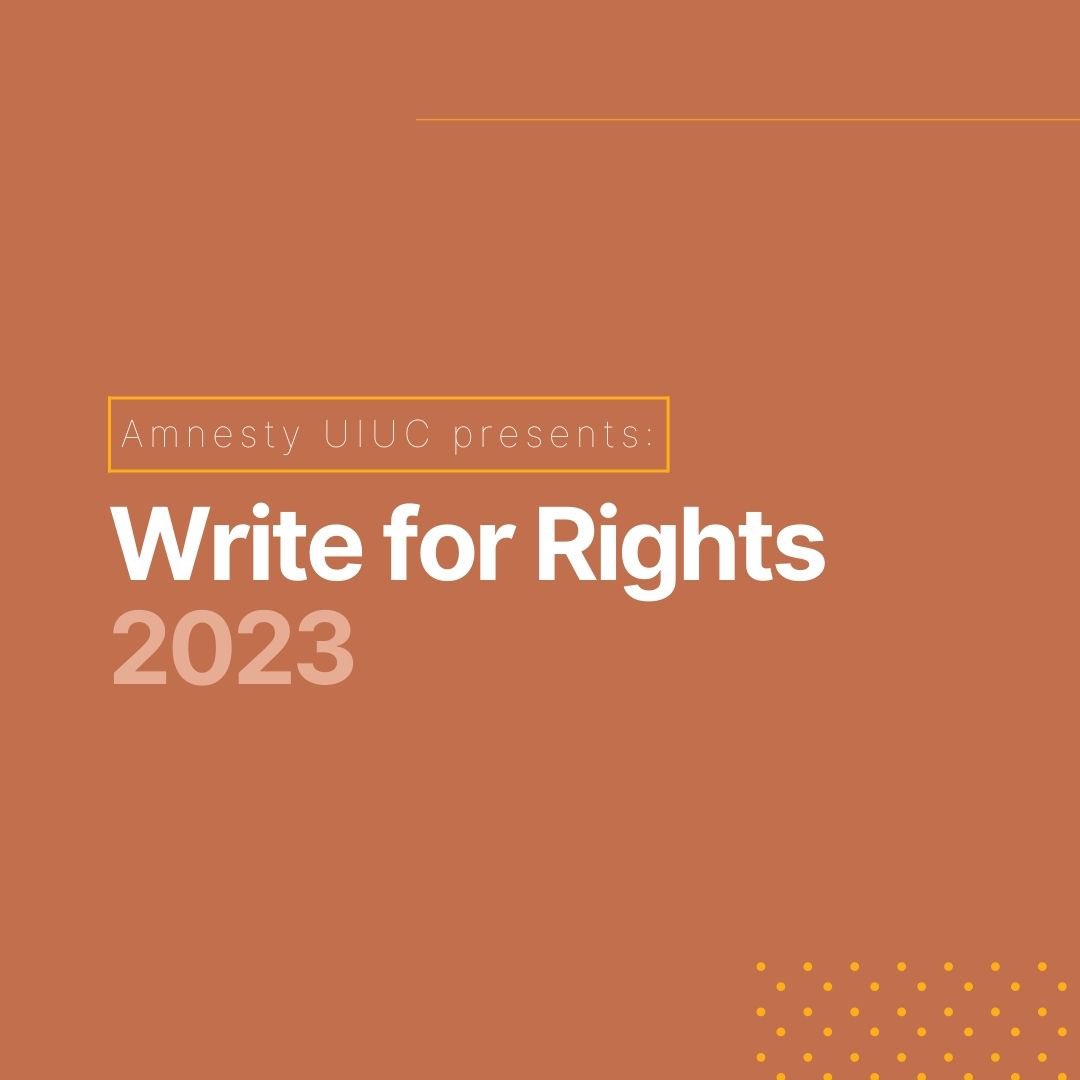 uiucamnesty's tweet photo. Starting tomorrow, Amnesty will be participating in this year’s #WriteForRights campaign!

Swipe to learn more about what W4R is, this year’s campaign, and where you’ll be able to find us on campus to participate! https://t.co/oq7G60Fxls