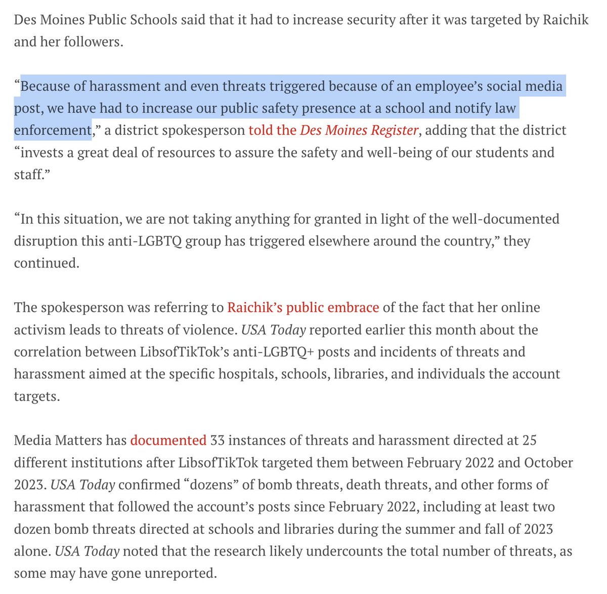 Chaya Raichik didn't like a teacher's joke, so Des Moines Public Schools had to bring in additional security and notify law enforcement. lgbtqnation.com/2023/11/school…
