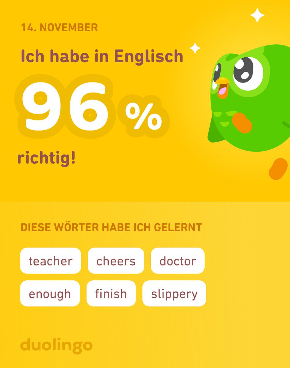 Ich lerne Englisch auf Duolingo! Es ist kostenlos, effektiv und macht Spaß.