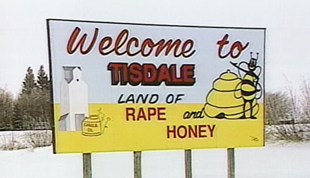 Harpers's tweet photo. A town in Saskatchewan debated whether it should change its slogan from “Land of Rape and Honey.”

https://t.co/wAjlWjPRCQ https://t.co/MP08DQ1hI0