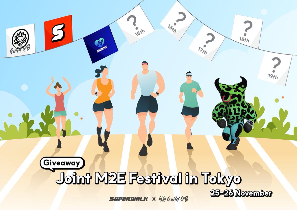 ‼️Giveaway for Collab Celebration‼️

Our first project together is #MOOW🐮
#Airdrop #NFT every time the project opens!

🏆SuperWalk's NFT ($4️⃣0️⃣) x 3️⃣💥#Giveaway

🔻Must
✅♥️ &amp; RT 
✅Follow
 @Superwalk_ @superwalk_JP <a href="/moow2earn/">MOOW | Move-To-Collect</a> 
✅Replies "M2E Festival in Tokyo🪅”

🔻Chance 🆙