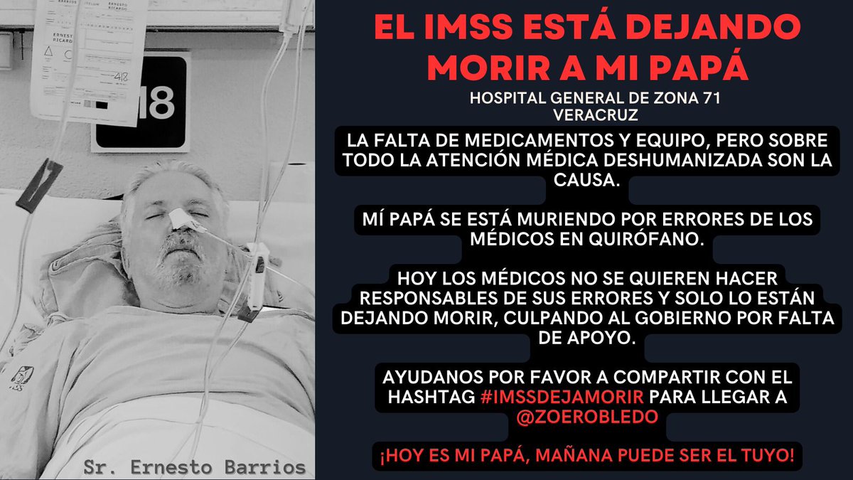 #imssdejamorir; <a href="/lopezdoriga/">Joaquín López-Dóriga</a>,  <a href="/CarlosLoret/">Carlos Loret de Mola</a>   <a href="/V_TrujilloM/">Víctor Trujillo</a>   <a href="/azucenau/">Azucena Uresti</a>   <a href="/ChumelTorres/">Chumel Torres</a>   <a href="/carlosalazraki/">Carlos Alazraki</a>   <a href="/CiroGomezL/">Ciro Gómez Leyva</a>   <a href="/zoerobledo/">Zoé Robledo</a>   <a href="/lopezobradooor_/">Andres Manuel Lopez Obrador (PARODIA)</a>   <a href="/maca_online/">Maca Carriedo</a>   <a href="/Adela_Micha/">Adela Micha</a>   <a href="/MrDoctorOficial/">Mr Doctor</a>   <a href="/warkentin/">Gabriela Warkentin</a>   <a href="/jrisco/">Risco</a>   <a href="/EnriqueEnVivo/">Enrique Hernández Alcázar</a>   <a href="/DeniseDresserG/">Denise Dresser</a>