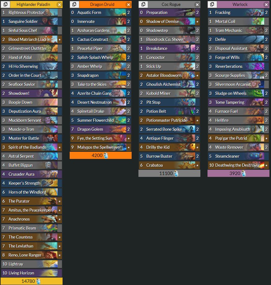 McBanterFace's tweet photo. Very enjoyable expansion-launch day. Tried out 15+ archetypes and had a good time with nearly all of them. Here are some of my favorites. Not necessarily strongest decks, just stuff that was fun to play, so craft at your own risk. https://t.co/dBODpcNzQX