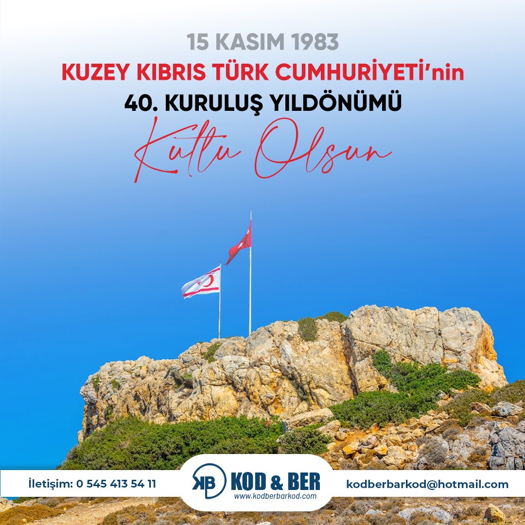15 Kasım 1983 Kuzey Kıbrıs Türk Cumhuriyeti'nin 40. Kuruluş YılDönümü Kutlu Olsun...
#BarkodMakinesi #BarkodYazıcı #EtiketYazıcı #YapışkanlıEtiketYazıcı #EndüstriyelBarkod #ZebraBarkodYazıcı #kodberbarkod #etiket #barkod #argox #KuşeEtiket #termaltransfer #zebra #zebrabarkod