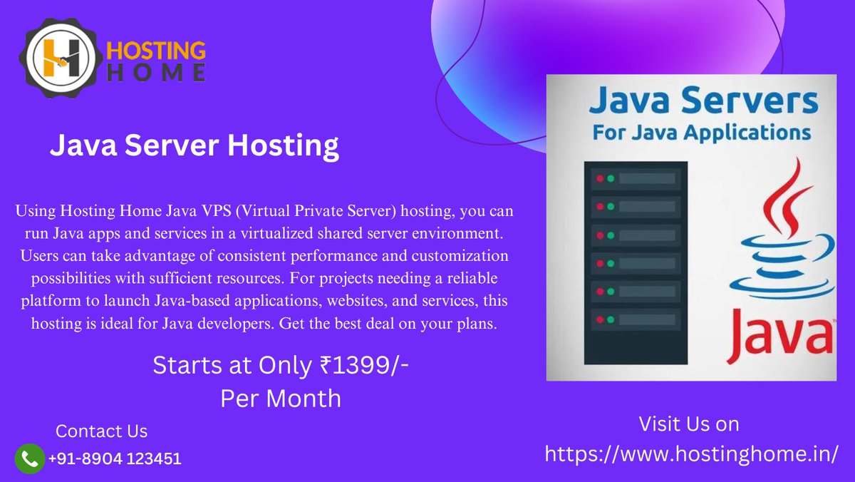 Hostinghome1's tweet image. Through Hosting Home Java VPS (Virtual Private Server) hosting, you can run Java apps and services in a virtualized shared server environment.
Visit us on hostinghome.in
Contact Us on +91-8904123451
#javavps
#vps
#java
#hosting
#cloud
#server
#webhosting