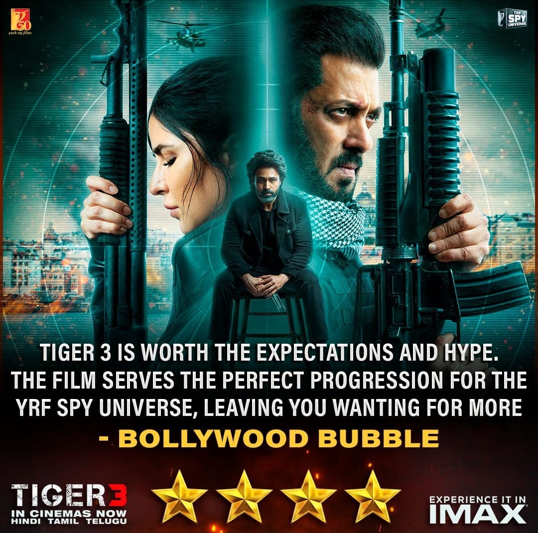sandeepkishore_'s tweet photo. "Get ready for an unforgettable TIGER 3 BLOCKBUSTER WEEKEND! Salman Khan and Katrina Kaif's on-screen magic is a cinematic spectacle that promises to make this Diwali truly special. Don't miss out!" https://t.co/fCLcFWxMcE