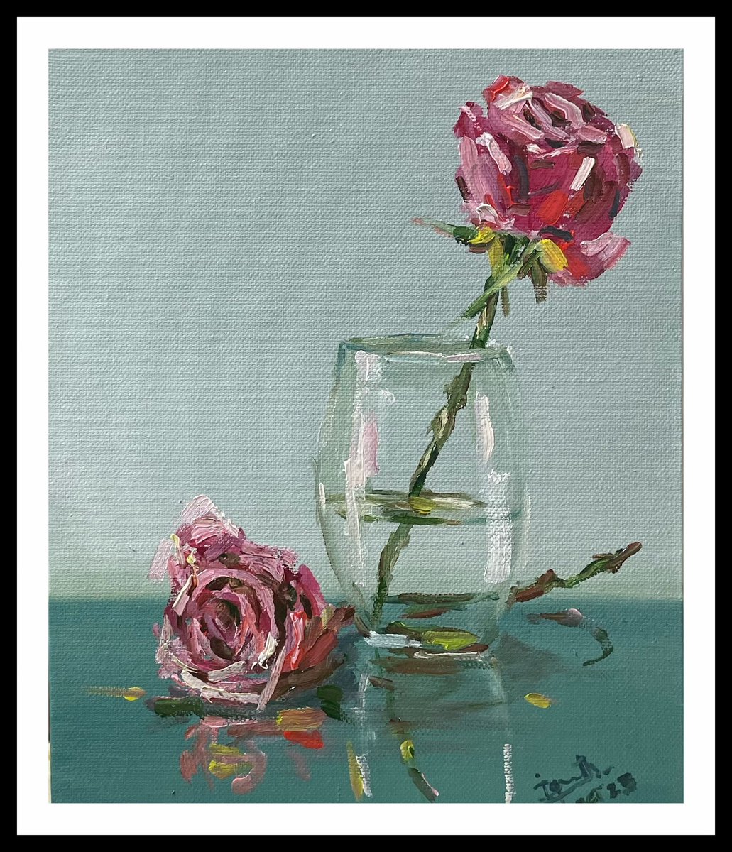 drdiganth's tweet photo. Roses, Oil painting, painted last month. https://t.co/Wfi6Vf2xF0