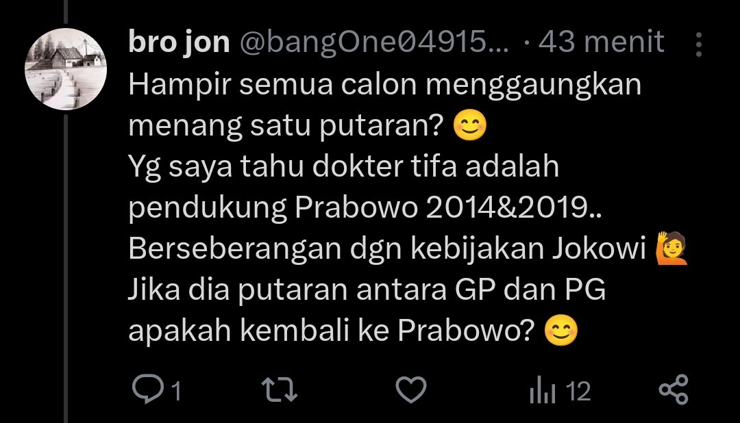 DokterTifa's tweet photo. Ratusan kali saya sampaikan di sosmed, bahwa di Pemilu, 2014 dan 2019, dengan kebodohan saya, dengan kedunguan saya, dengan kegoblokan saya, saya mendukung Jokowi.

Penyesalan saya, kini  saya tebus dg  mendukung habis2an, orang yang dia benci dan paling dia takuti. Nomor SATU! https://t.co/88l9CD4WbR