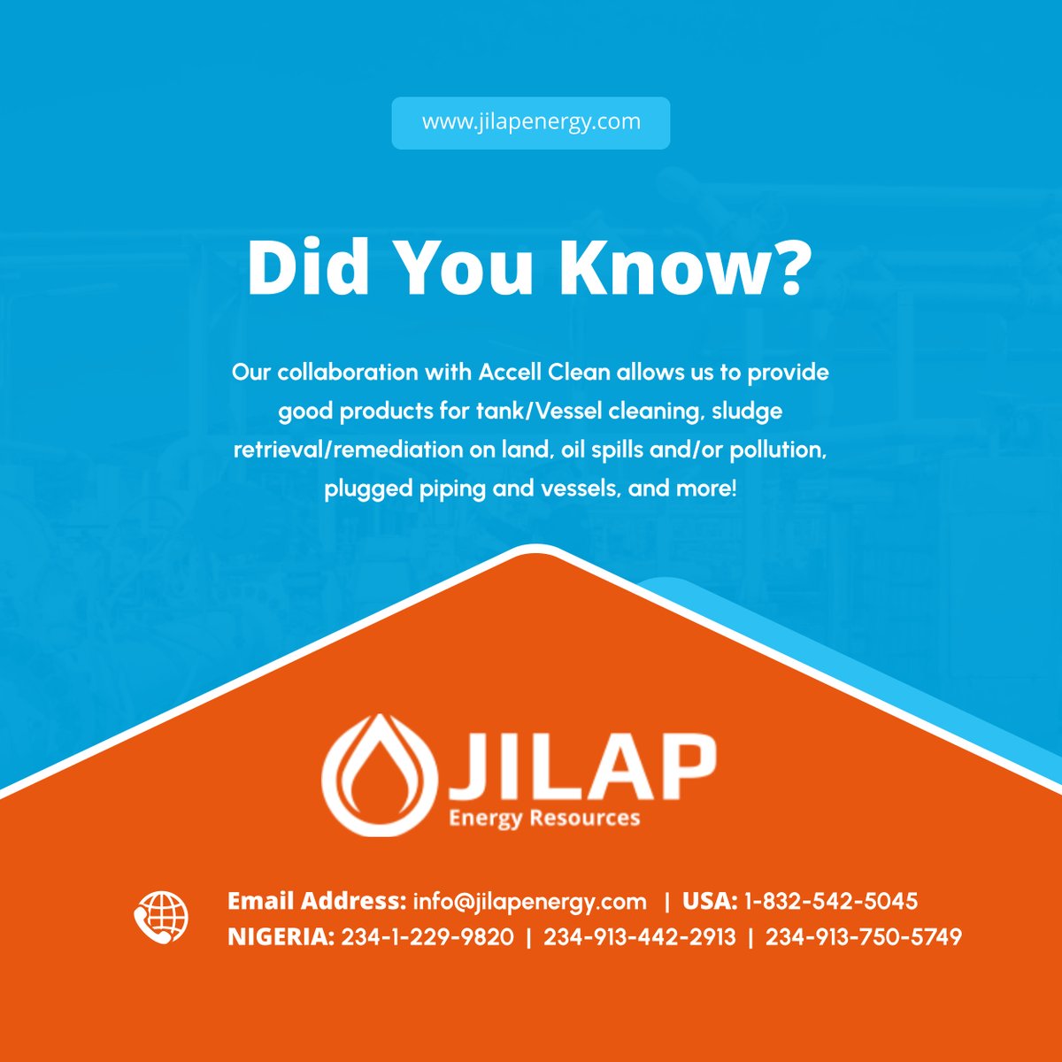 jilap_energy's tweet image. To learn more about us, the services we offer, and how we can help, visit us here: tinyurl.com/2s4x6say.

#OilAndGasSolutions #OurServices #RichmondTX