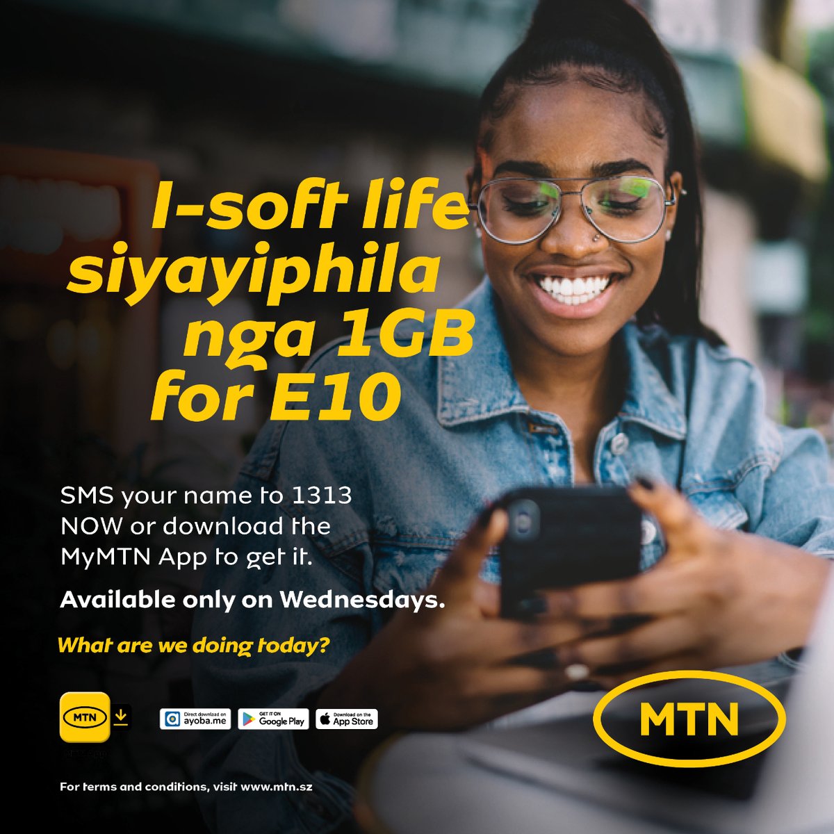MTNEswatini's tweet image. Get ready to go wacky this Wednesday! 😜 Don&apos;t miss out on an amazing deal on the MyMTN App. Get a whopping 1GB of data for just E10! 📲💪

#WackyWednesday #MyMTNApp #DataDeal #StayConnected
