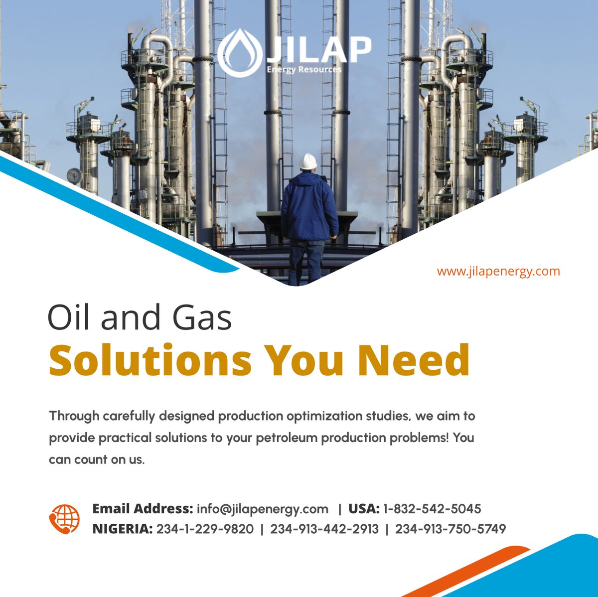 jilap_energy's tweet image. Partner with us at JILAP Energy Resources, and let&apos;s work together on waste and pollution management, well intervention/workover, equipment supply/procurement, asset integrity &amp;amp; pipeline repair, and more.

#JILAPEnergyResources #RichmondTX #OilAndGasSolutions