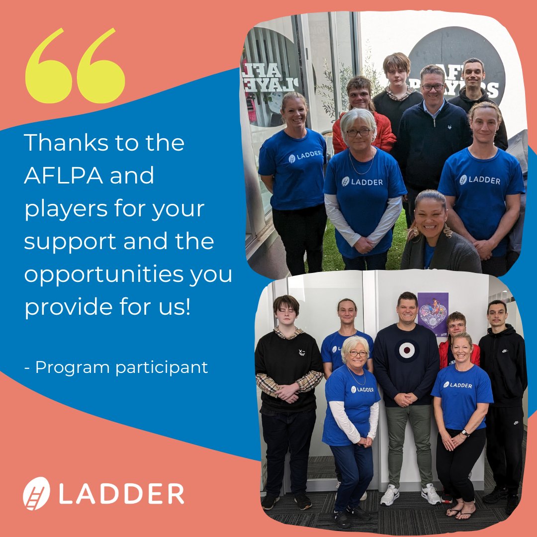 Ladder is the official charity of the @AFLPlayers. Today some of our young people visited the office and spoke with AFLPA CEO/Ladder Chair Paul, Ladder Board Director John and the wonderful staff. The young people were so thankful for the support Players have on Ladder programs.