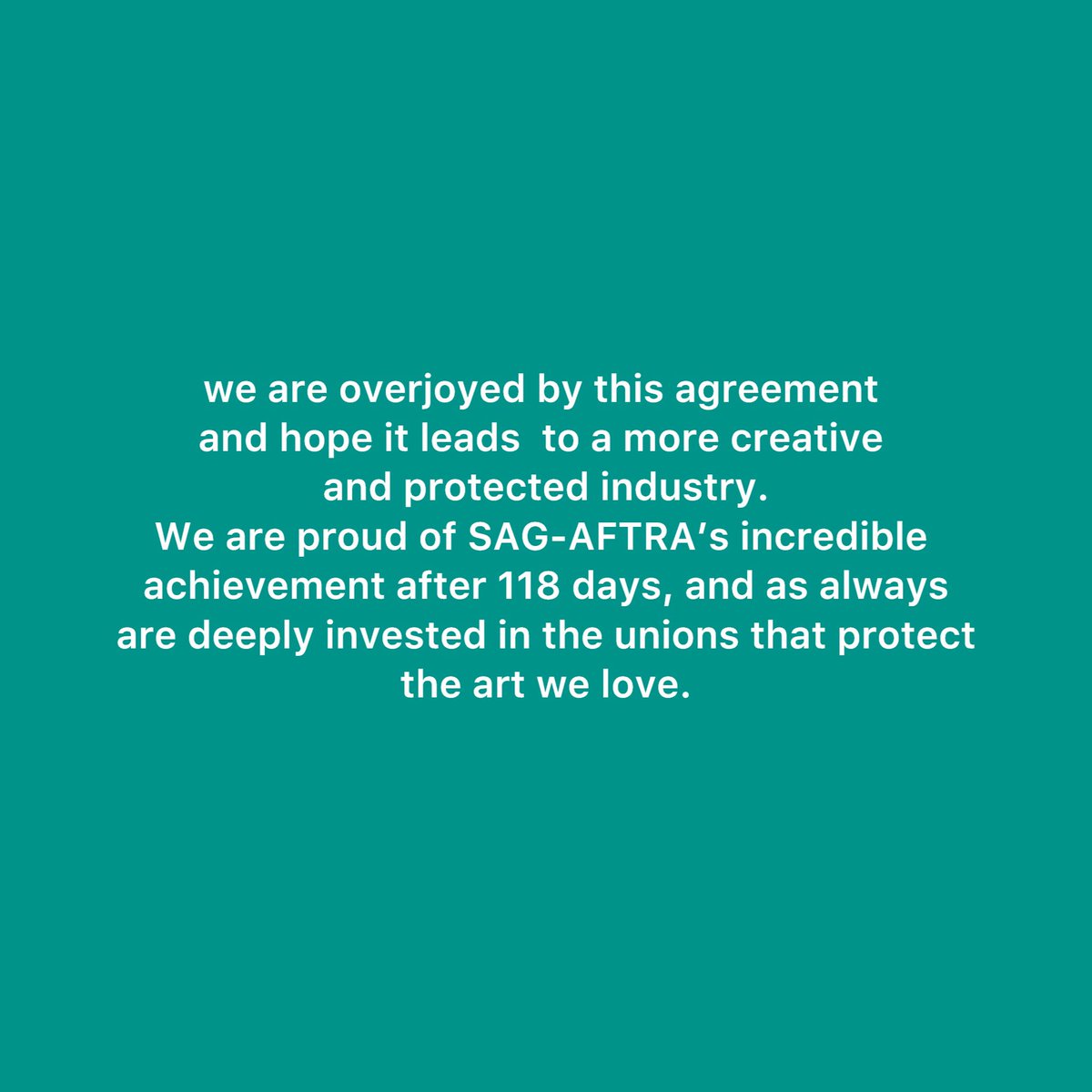 ThankAcademyPod's tweet photo. It’s been a minute, but we are getting back to it! Congrats to SAG-AFTRA on the tentative agreement, and we are happy to get back to work! https://t.co/5kbkzFqsKB