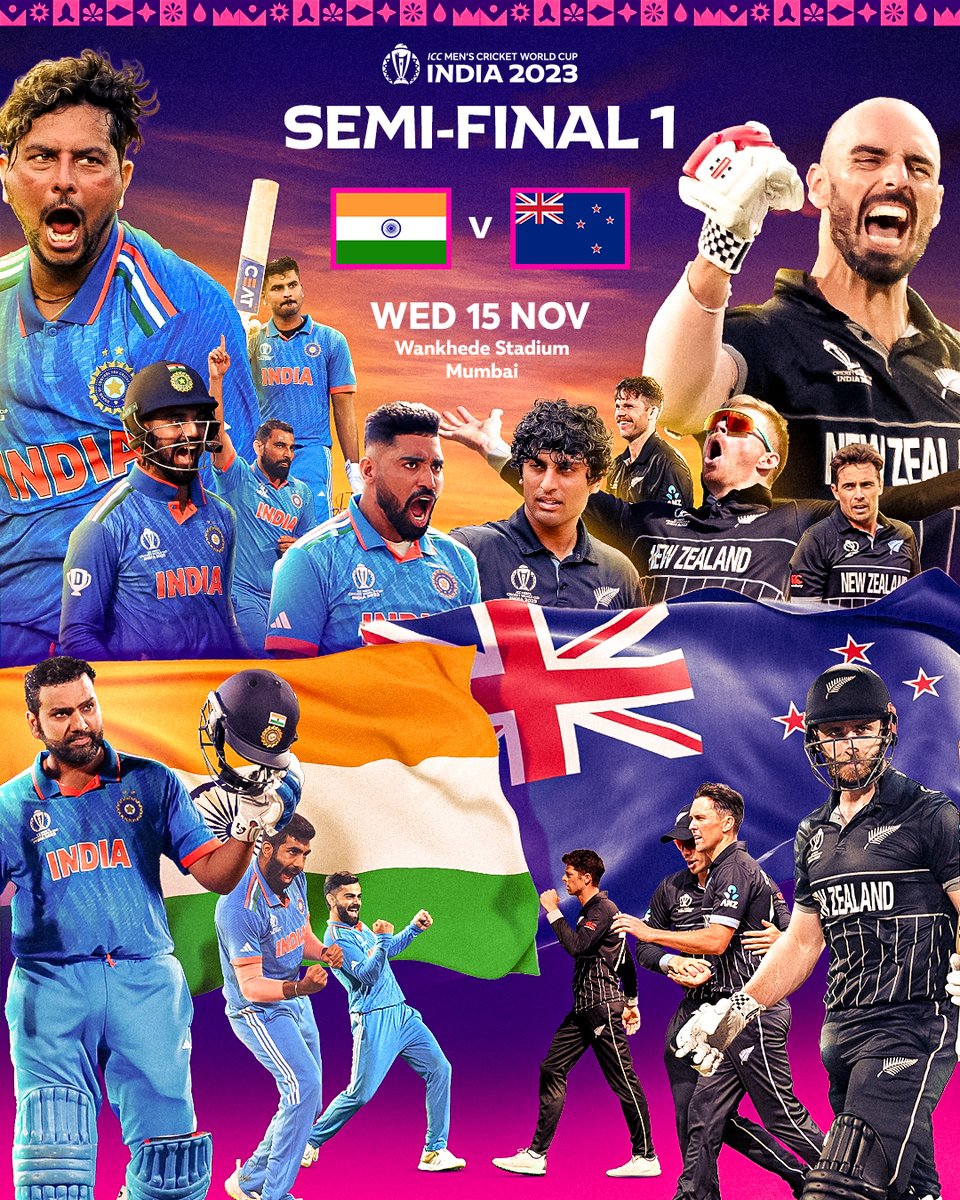 A repeat of the CWC 2019 semi-final 🔥

Who becomes the first team to secure a spot in the #CWC23 Final? 🤔

#INDvNZ