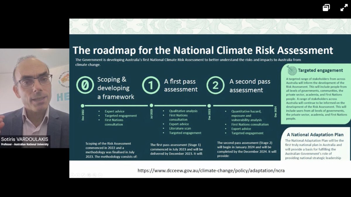CroakeyNews's tweet photo. As well as involvement in the #HealthyClimateStrategyOz, @HEALenviron have been working on the first National Climate Risk Assessment, which will be discussed further this afternoon #HEAL2023 https://t.co/kwQfiX46AC
