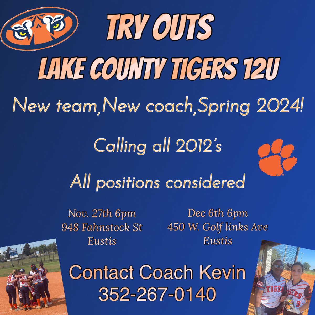 Lake_CoTigers's tweet photo. ✨Lake County Tigers 12u SPRING 2024 Tryouts✨

🐅🐅Please follow the link below to register🐅🐅

https://t.co/KZj1f3ASwU https://t.co/7zXPoQvoVB