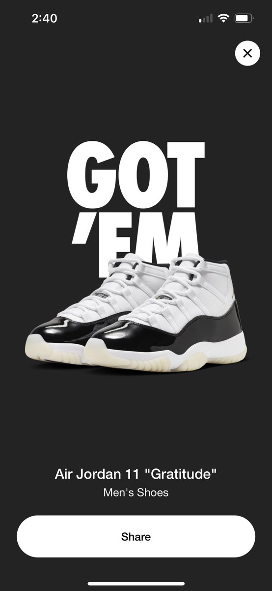 Oh yeah I got’’em lol Thank you @nike #SNKRS #jordan #11’s