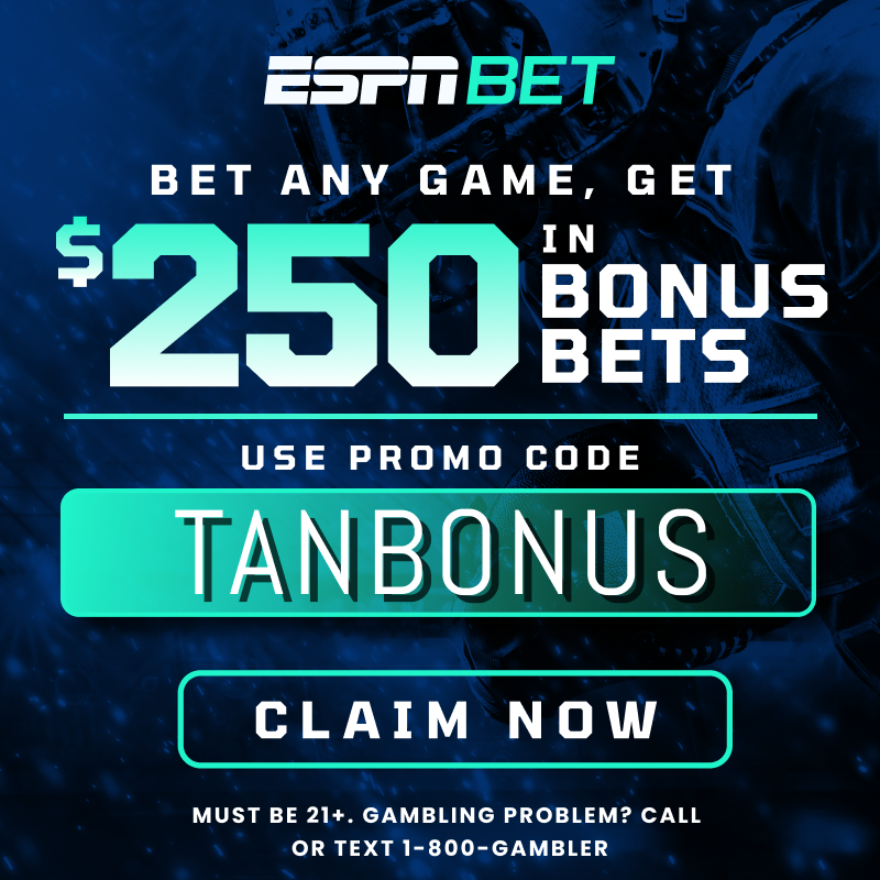 ActionNetworkHQ's tweet photo. ESPN BET is officially live!

Make a bet now and get $250 in bonus bets...

...but ONLY when you use promo code TANBONUS

Click to use right now ⤵️