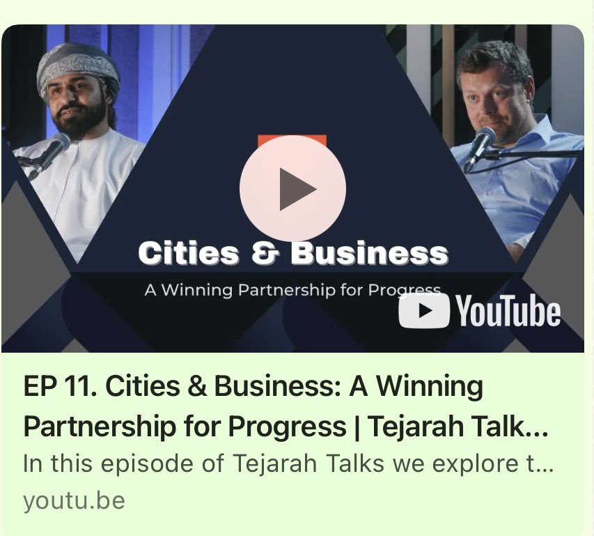 A city’s success has less to do with the trends it chases than with how it works for everyday residents #TejarahTalks <a href="/taavieinaste/">Taavi Einaste</a> <a href="/HaithamBusafi/">Haitham Al Busafi</a> <a href="/NortalGlobal/">Nortal</a> @JSISOman <a href="/TSCYiti/">The Sustainable City - Yiti</a> youtu.be/A5KxhGBqXzw