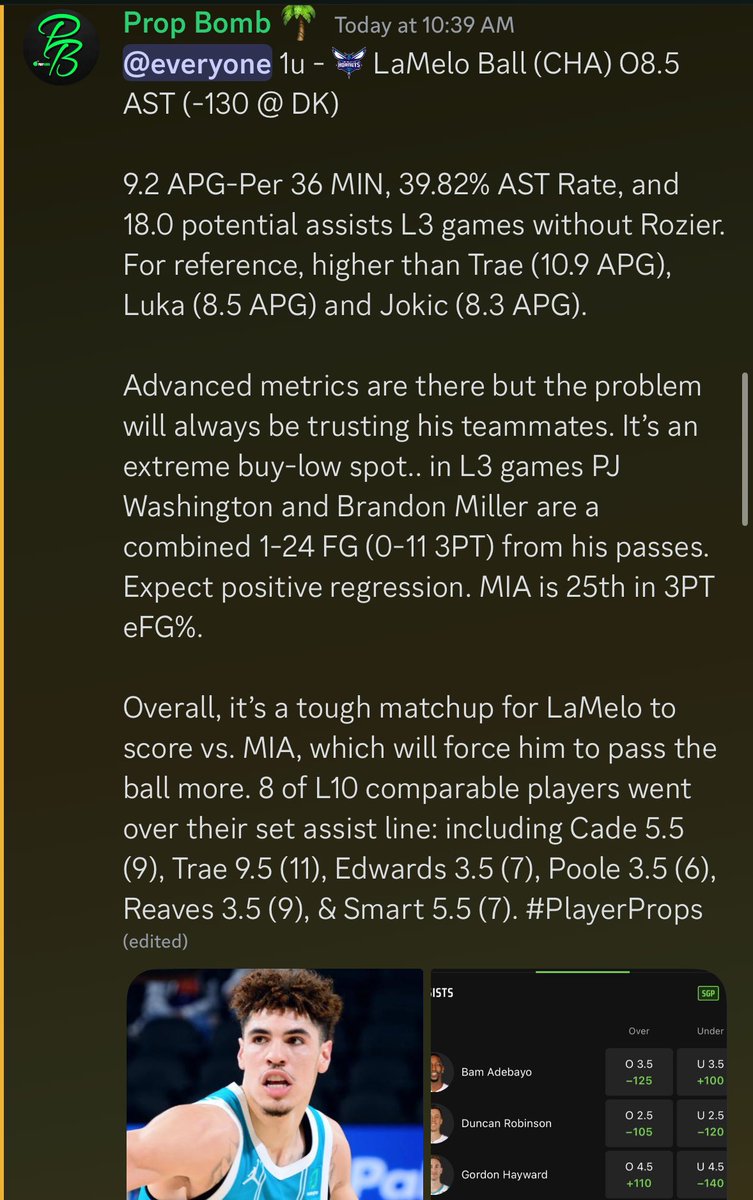 ✅ LaMelo Ball O8.5 AST 3Q CASH!!

Third times a charm. S/O PJ !!! 😎