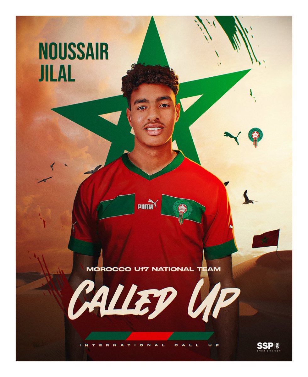 Royal Moroccan Football Federation called up Noussair Jilal for international duty. 

Noussair Jilal will line up in the upcoming friendly matches against Uzbekistan U17, representing his nation, Morocco, the first African and Arab nation to ever reach a semi-final at a World