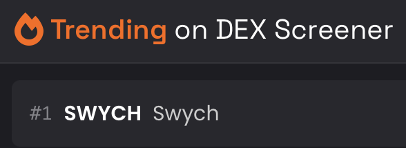 SwychFinance's tweet photo. Great News, #SwychCommunity! 🎉

Swych is now trending as the #1 Crypto Pair on DexScreener over the last 24 hours! 🚀

This is all thanks to YOU! Your trust, enthusiasm, and support have propelled us to new heights. Let's keep this momentum going as we continue to innovate and lead in the crypto space. 🌐💪

https://t.co/tIgkCdjNFk

#SwychTrending #BTC #ETH #BNB