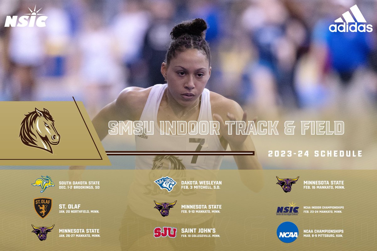 SMSUTFXC's tweet photo. The indoor track &amp; field schedule has been unveiled. @SMSUMustangs https://t.co/R165tUPaCb