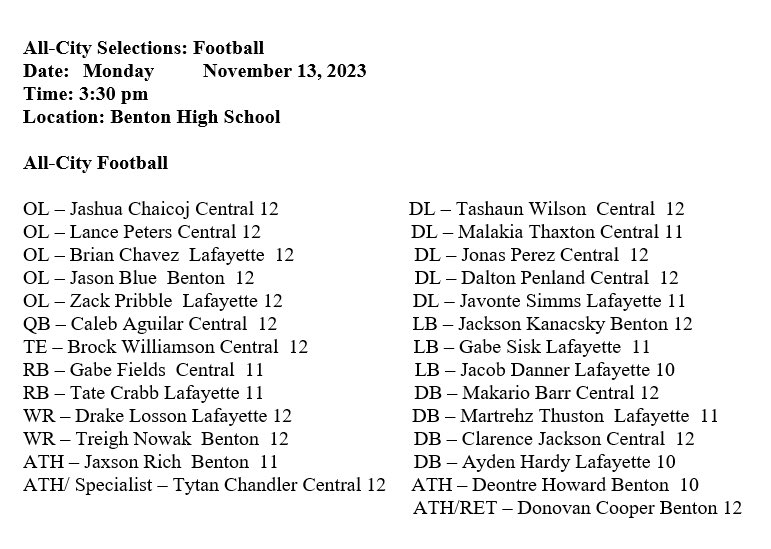 Congratulations to all of the young men who made the All-City 🏈 Team.