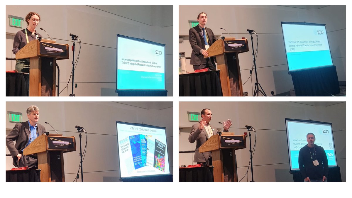 WorkflowsCI's tweet image. Thrilled with the turnout of 120+ participants at #SC23 BoF! 🎉 We delved into Modern Workflows for Continuum & Cross-Facility Computing, advancing the frontiers of computational sciences. Thanks to all for the amazing collaboration! #WorkflowsCommunity #HPC #AI #Science