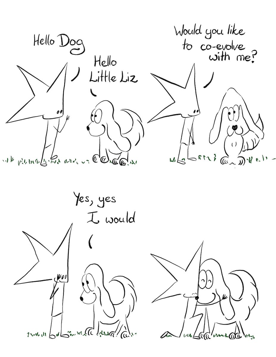 Thingswithout's tweet image. How much did we domesticate wolves, and how much did they domesticate us? We have co-evolved with wolves and dogs for a long, long time. I think some of my best qualities are a little doggy :-)  

redbubble.com/i/sticker/Than…

 #littledoggy #WholesomeMemes #AutoBioComics