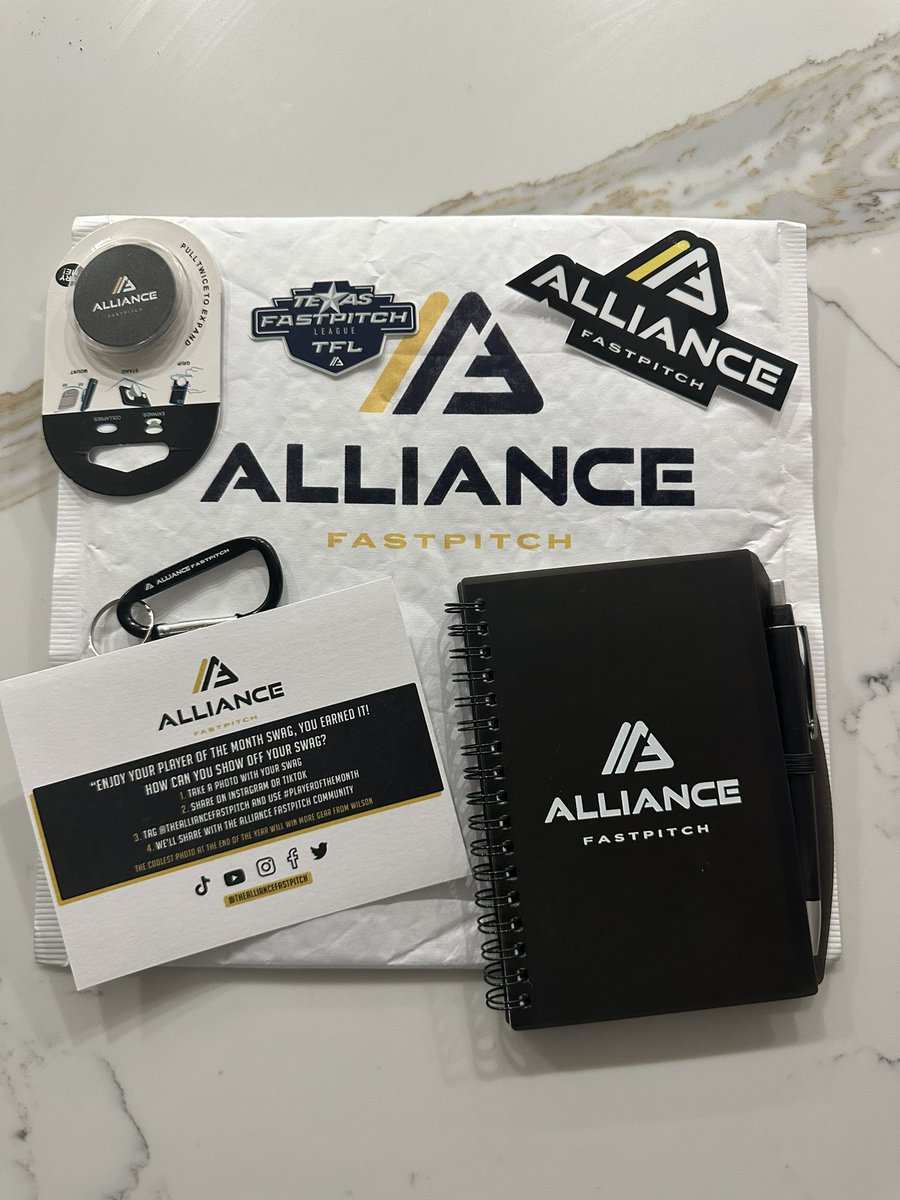 So pumped to get my TFL Player of the Month swag!! Thank you so much <a href="/thealliancefp/">The Alliance Fastpitch</a>!! #PlayeroftheMonth
