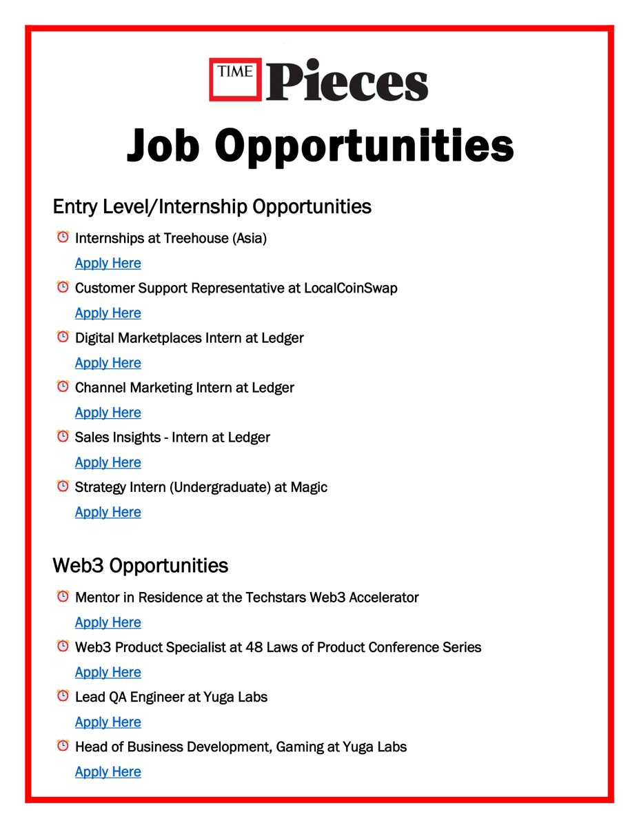 Welcome to the seventh installment of our TIMEPieces Opportunities Newsletter!

This aggregated collection of opportunities serves as a one-stop hub for artists and Web3 enthusiasts, providing a resource for open calls, grants, awards, and contests, as well as job openings within