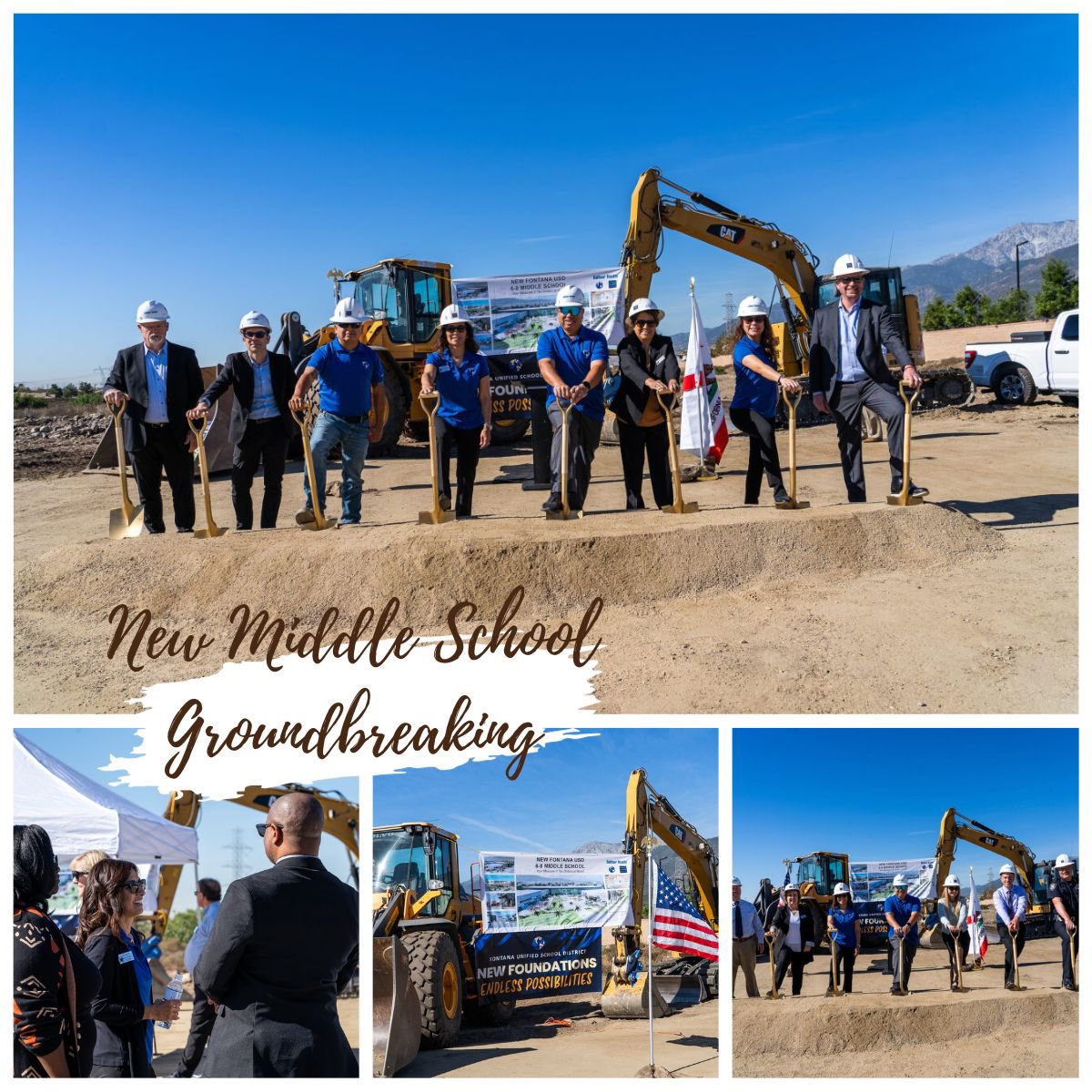Great morning breaking ground for a new, state-of-the-art middle school <a href="/FontanaUnified/">Fontana Unified</a>. Thank you to our many city, county, elected officials, and construction partners who joined us today. We look forward to welcoming students home in about 18 months!